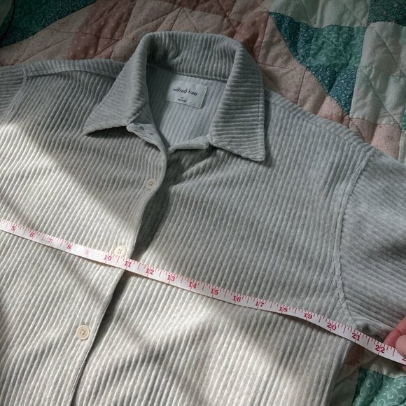 Aritzia Wilfred Free Corduroy Shirt Womens XS Gray Organic Cotton Neutral - Picture 7 of 7